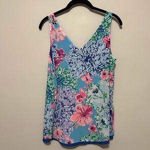 Lilly Pulitzer - Reversible Floral Top - Small - Blue Pink Green - Worn 1 Time